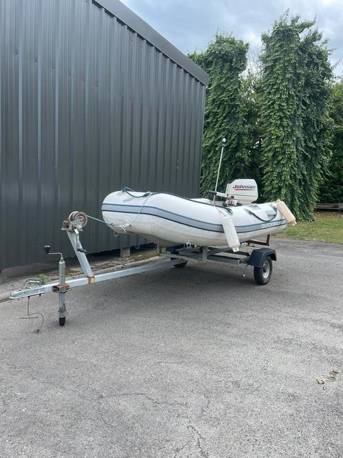 Mooie Quickzilver Zodiac + Johnson 8pk + trailer, Watersport en Boten, Rubberboten, Zo goed als nieuw, Quicksilver, Ophalen
