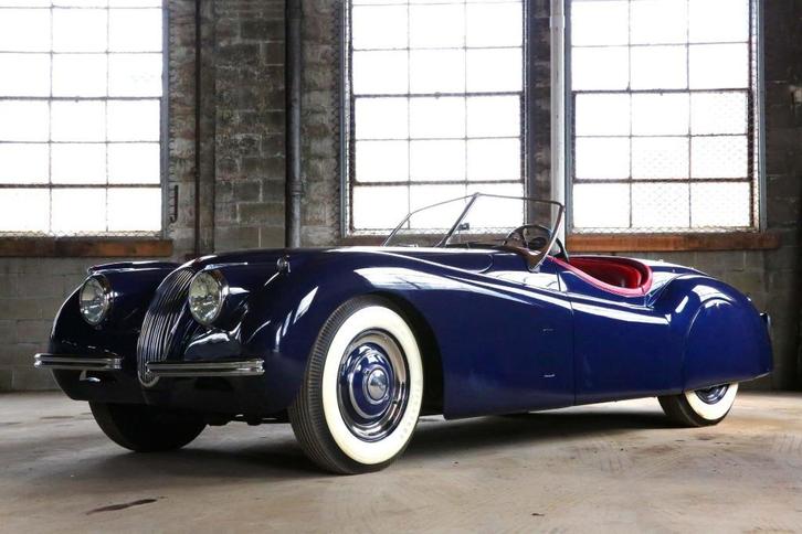 1953 Jaguar XK120 Roadster, Auto's, Jaguar, Bedrijf, Te koop, XK, Benzine, Cabriolet, 2 deurs, Handgeschakeld, Blauw, Overige kleuren