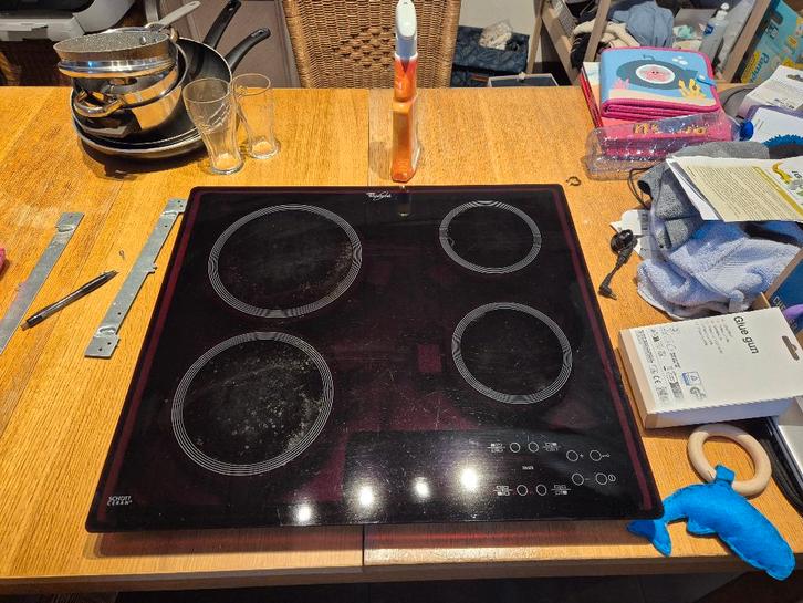 Whirlpool keramische kookplaat, Elektronische apparatuur, Kookplaten, Gebruikt, Inbouw, Keramisch, 4 kookzones, Ophalen
