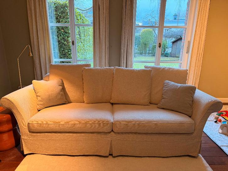 Extreem comfortabele beige stoffen zetel–Topstaat & rookvrij, Maison & Meubles, Canapés | Salons, Utilisé, Banc droit, Trois personnes