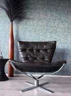 Vintage Falcon chair by Sigurd Ressell, brown leather, 70s, Maison & Meubles, Enlèvement, Utilisé, Tissus, Falcon Sigurd Resell Vintage Danish Design