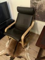 Poäng lounge stoel leder, Huis en Inrichting, Stoelen, Ophalen, Bruin, Hout, Zo goed als nieuw