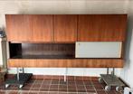 Vintage wandkast / dressoir in houtfineer (met verlichting), Huis en Inrichting, Ophalen, Gebruikt, 25 tot 50 cm, 200 tot 250 cm