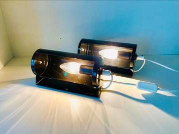SET ZWARTE VINTAGE 80’s IKEA “LOD” MUURLAMPEN (Zie Beschr.) beschikbaar voor biedingen
