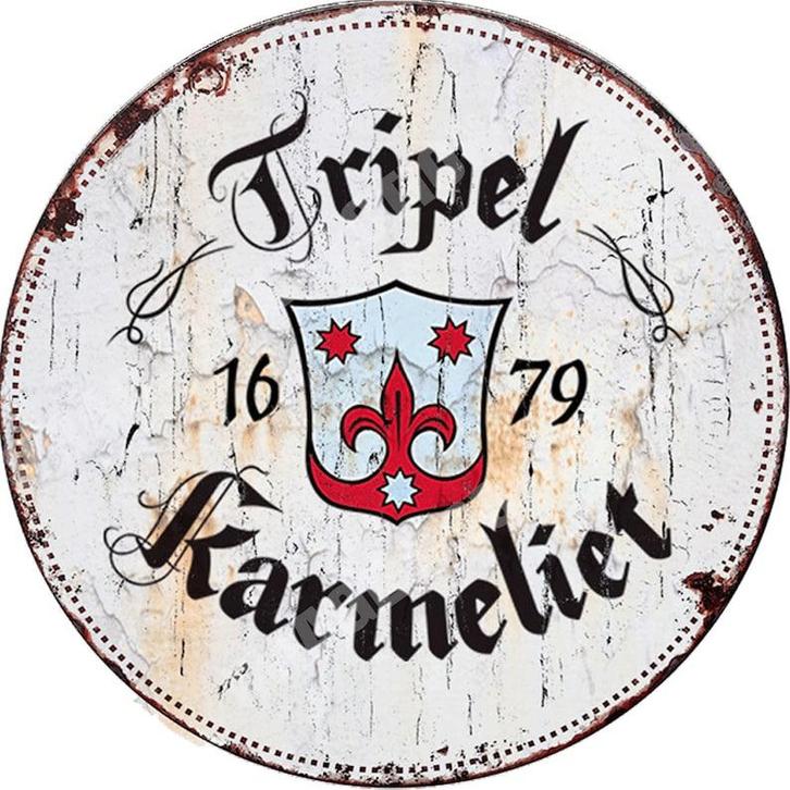 Metalen reclamebord Karmeliet rond - retro vintage mancave, Collections, Marques & Objets publicitaires, Comme neuf, Panneau publicitaire