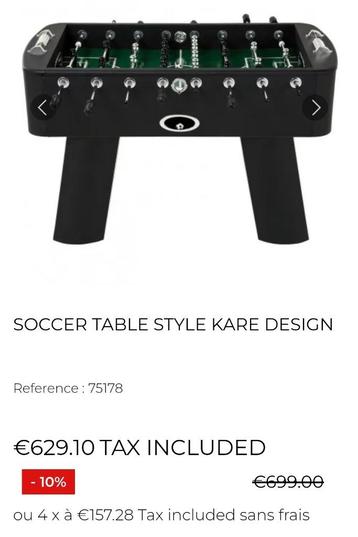 Table de football disponible aux enchères