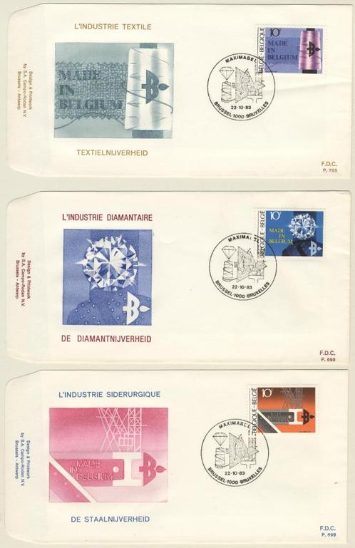 BELGIE 3x FDC MADE IN BELGIUM OBP 2103/05, Postzegels en Munten, Postzegels | Europa | België, Verzenden