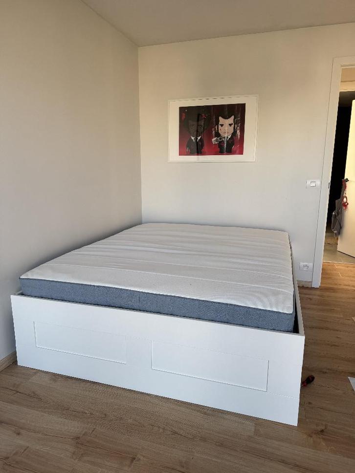 bed, Maison & Meubles, Chambre à coucher | Lits, Comme neuf, Deux personnes, 160 cm, 200 cm, Bois, Blanc, Enlèvement