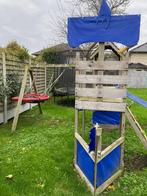 Houten klimrek met glijbaan , brug , nestschommel, Enlèvement, Comme neuf