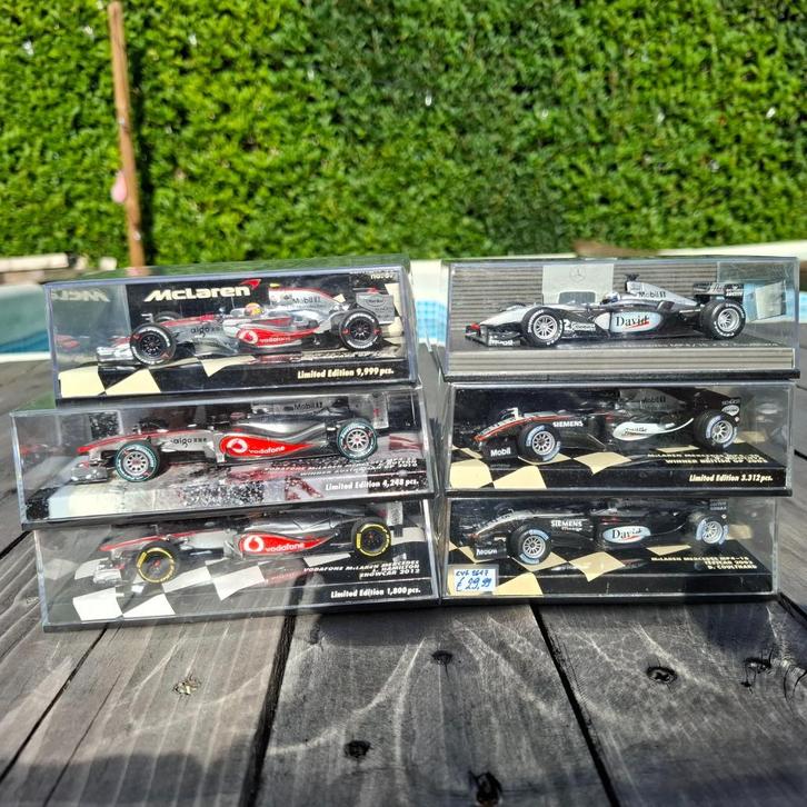6 x 1/43 Minichamps McLaren, Hobby en Vrije tijd, Modelauto's | 1:43, Zo goed als nieuw, Auto, MiniChamps, Ophalen of Verzenden