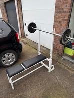 Bench press met bar, Sport en Fitness, Fitnessmaterialen, Ophalen of Verzenden, Zo goed als nieuw