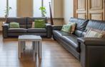 Lederen salon (2,5 + 3 zit + poef), Huis en Inrichting, Ophalen, Zo goed als nieuw, Leer, Klassiek