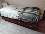 Bed 1 persoon in hout met 2 laden, Huis en Inrichting, Slaapkamer | Bedden, Ophalen, Gebruikt, Eenpersoons, Hout