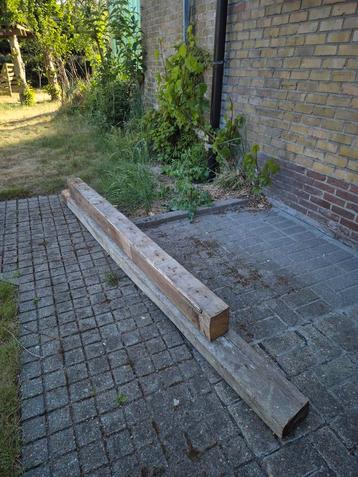 2 oude eiken balken, Doe-het-zelf en Bouw, Hout en Planken, Ophalen, Gebruikt, Eiken, 250 tot 300 cm