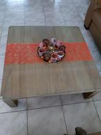 Table basse en teck 1 m sur 1 m, Maison & Meubles, Enlèvement, Verre