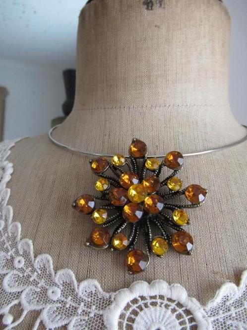 hanger-gefacetteerde steentjes-kettinghanger-VINTAGE, Handtassen en Accessoires, Antieke sieraden, Hanger, Ophalen of Verzenden