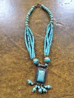 Collier bleu, Handtassen en Accessoires, Kettingen, Ophalen, Blauw, Zo goed als nieuw, Steen of Mineraal