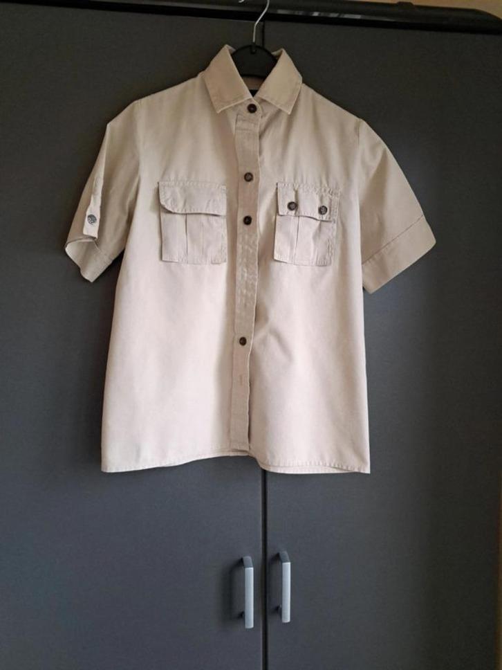 Sportieve hemdblouse Jaques Laloux Maat 40, Kleding | Dames, Blouses en Tunieken, Zo goed als nieuw, Maat 38/40 (M), Beige, Ophalen of Verzenden