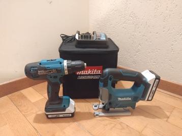 Makita accuboormachine + decoupeerzaag (+ accu's en lader), Enlèvement ou Envoi, Neuf