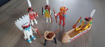 5 personnages Playmobil system indiens vintage années 70 80