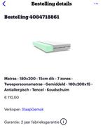 Matras 180x200cm, Huis en Inrichting, Slaapkamer | Matrassen en Bedbodems, Matras, Ophalen of Verzenden