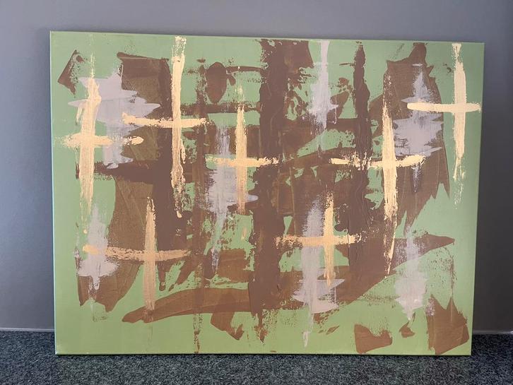 Vrij groot abstract schilderij met gouden accenten Mk Art, Antiek en Kunst, Kunst | Schilderijen | Abstract, Ophalen