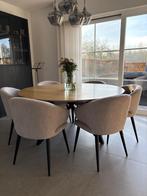 Ronde  tafel zwart onderstel 150 cm, Huis en Inrichting, Tafels | Eettafels, Ophalen, Gebruikt, Modern, Eikenhout