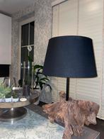 Lamp op natuurlijke houten sokkel, Nieuw, Minder dan 100 cm, Metaal, Landelijk modern