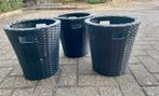 Set van 3 zwarte bloembakken – 30 cm hoog, Ophalen, Zo goed als nieuw, Kunststof
