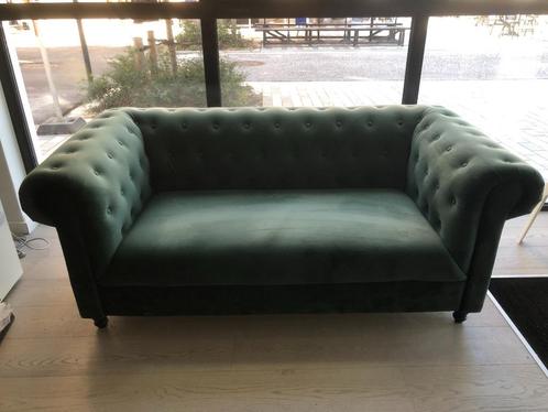 Dutchbone Chester Bank Polyester Velvet Donkergroen186 x 94, Huis en Inrichting, Zetels | Zetels, Zo goed als nieuw, Rechte bank