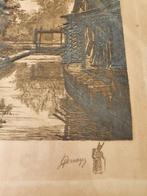 Ets of gravure tussen 1900-1925 en 2 x getekend., Antiek en Kunst, Ophalen
