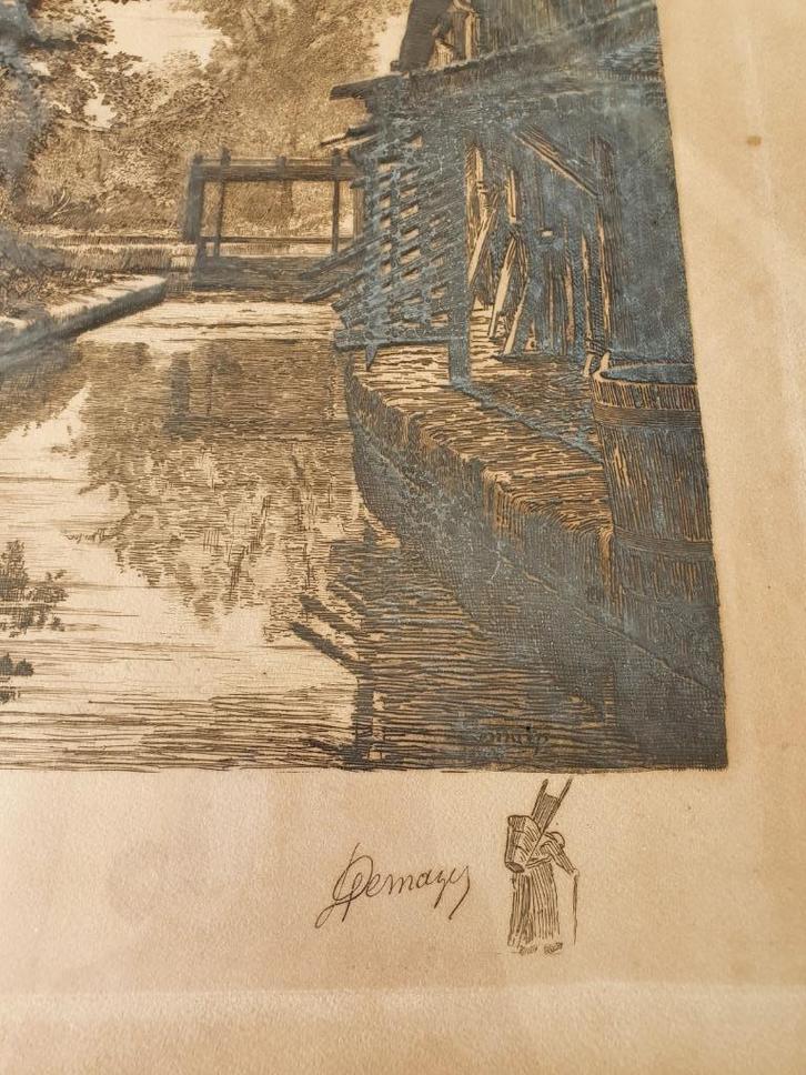 Ets of gravure tussen 1900-1925 en 2 x getekend., Antiek en Kunst, Kunst | Schilderijen | Klassiek, Ophalen