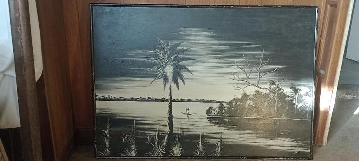 Peinture art africain signée, à restaurer, 117x81, n104, Antiquités & Art, Art | Peinture | Classique, Enlèvement