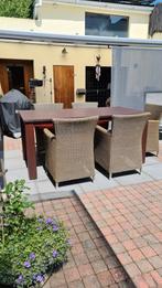 Houten tafel in Teak massive en 6 stoelen, Tuin en Terras, Ophalen, Gebruikt