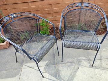 2 ijzeren tuinstoelen, Tuin en Terras, Ophalen, Gebruikt
