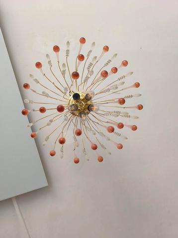 Retro luster met kristal/glas druppels – Hollywood Regency s, Enlèvement, Utilisé, Verre