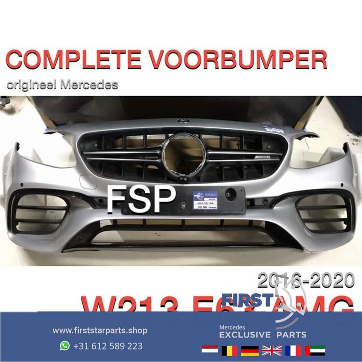 W213 E63 AMG BUMPER + GRIL COMPLEET ORIGINEEL Mercedes E Kla, Auto-onderdelen, Carrosserie, Bumper, Mercedes-Benz, Voor, Gebruikt