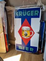 Emaile reclame bierbord Krüger., Ophalen of Verzenden, Zo goed als nieuw, Reclamebord