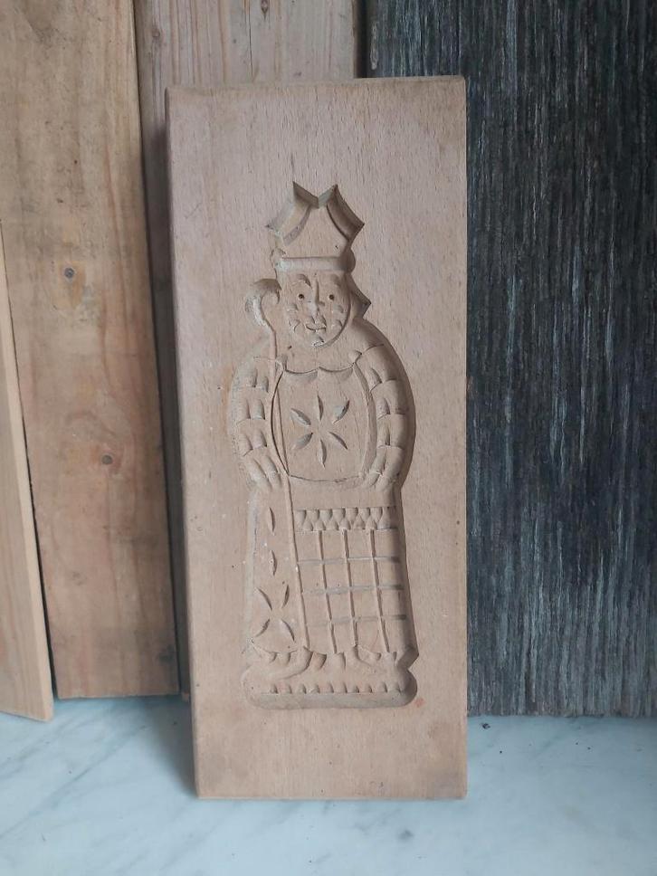 Leuke grote vintage houten speculaas vorm Sinterklaas, Antiek en Kunst, Curiosa en Brocante, Ophalen of Verzenden