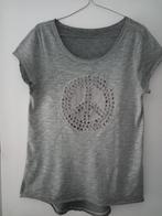 T-shirt gris peace and love, Comme neuf, Manches courtes, Taille 38/40 (M), Enlèvement ou Envoi