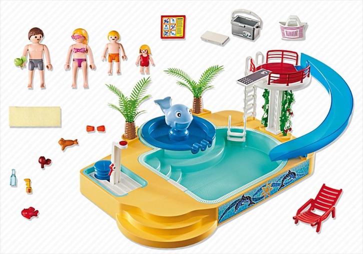 Playmobil 5433 – Zwembad met walfisfontein en glijbaan, Enfants & Bébés, Jouets | Playmobil, Comme neuf, Ensemble complet, Enlèvement
