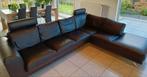 Zwarte lederen hoeksalon/zetel, Huis en Inrichting, Zetels | Zetels, Ophalen