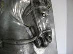 grote en zware muurplaque tin met 3D hoofd paard 5kg, Antiek en Kunst, Kunst | Beelden en Houtsnijwerken, Ophalen of Verzenden