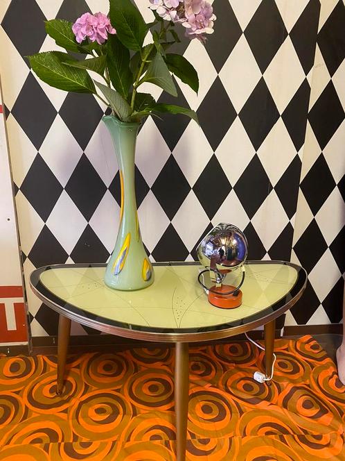 Vintage salontafel ., Huis en Inrichting, Tafels | Salontafels, Gebruikt, Overige vormen, Glas, Ophalen
