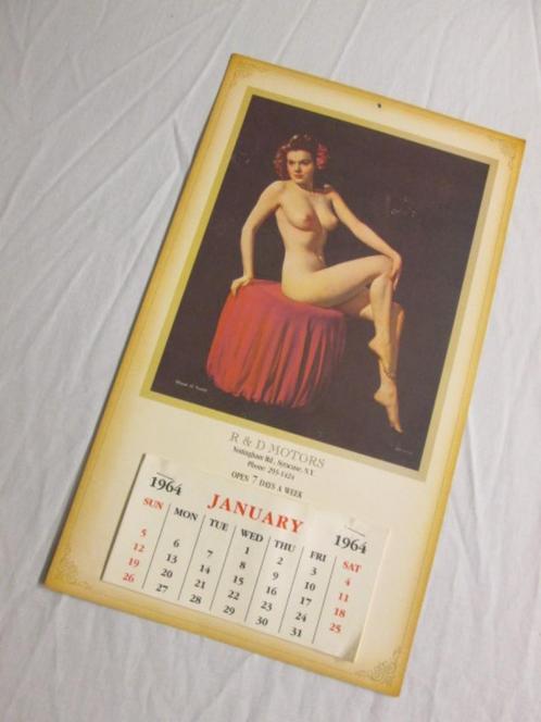 Authentique Calendrier Pin Up 1964, Collections, Rétro, Autres types, Enlèvement ou Envoi