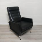 Vintage lounge chair fauteuil zwarte skai, Enlèvement ou Envoi, Comme neuf, Métal