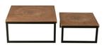 2 delige lage salontafel donker bruin, zwarte poten, Huis en Inrichting, Tafels | Salontafels, Ophalen, Kunststof, Gebruikt, 50 tot 100 cm