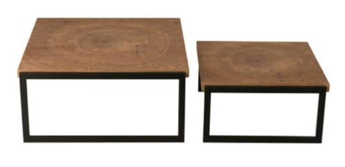 2 delige lage salontafel donker bruin, zwarte poten, Huis en Inrichting, Tafels | Salontafels, Gebruikt, 50 tot 75 cm, 50 tot 100 cm