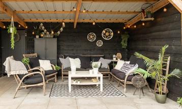 Lounge set bamboe rotan, Enlèvement, Rotin, 7 places, Sets de jardin