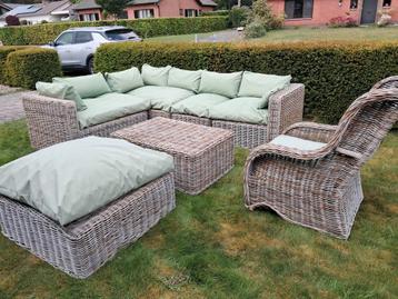 Prachtige komplete rieten loungeset, Tuin en Terras, Ophalen, Gebruikt, Loungeset